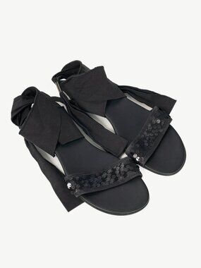 Annette Gortz Black Sequin-Embellished Tie Sandals